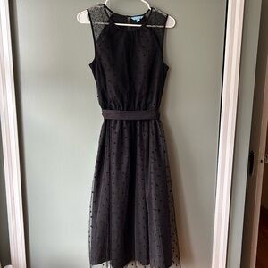 Draper James Black Polka Dot Midi Dress